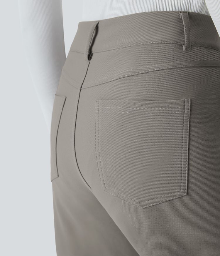 Halara Flex™ High Waisted Zipper Pockets Straight Leg Twill Work Pants