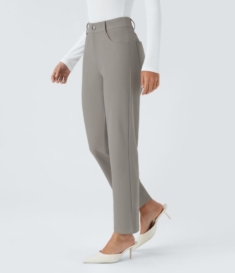 Halara Flex™ High Waisted Zipper Pockets Ankle Length Slim Twill Work Pants