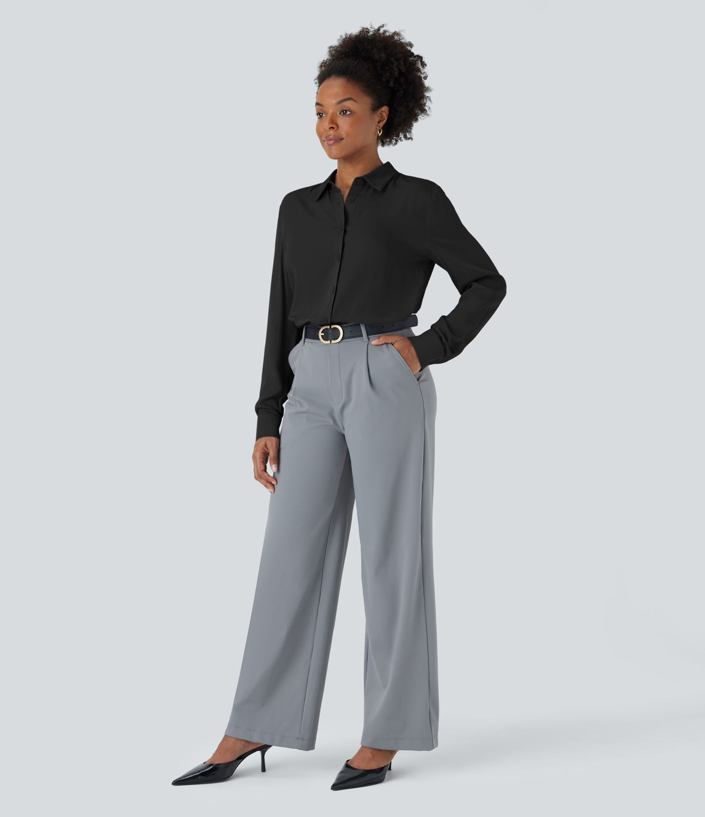 Collared Button Long Sleeve Work Shirt