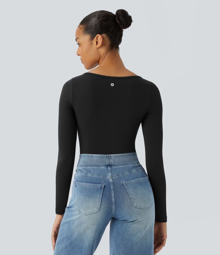 Softlyzero™ U-Neck Button Long Sleeve Casual Bodysuit UPF50+