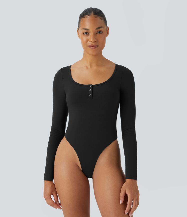 Softlyzero™ U-Neck Button Long Sleeve Casual Bodysuit UPF50+
