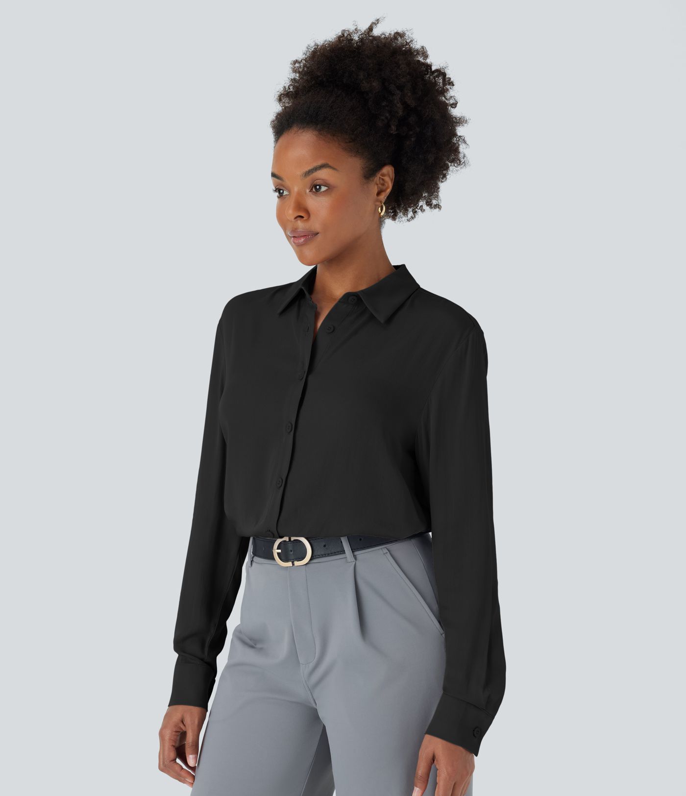 Collared Button Long Sleeve Work Shirt