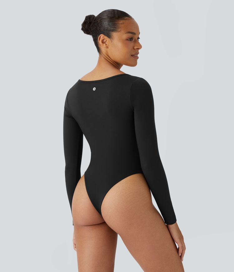 Softlyzero™ U-Neck Button Long Sleeve Casual Bodysuit UPF50+