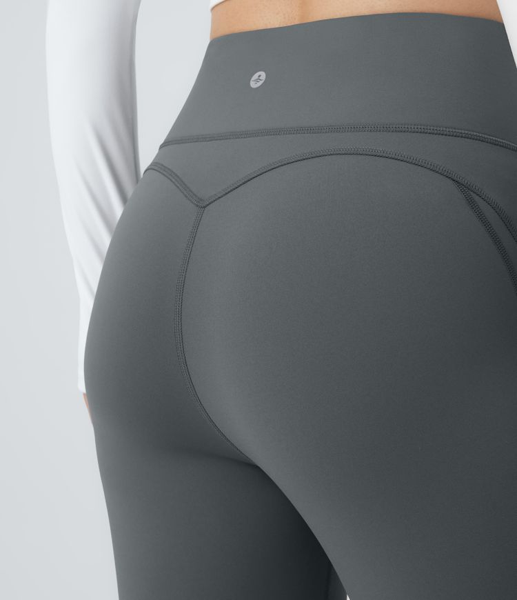 Pantalon de yoga évasé thermique taille haute avec ceinture en V