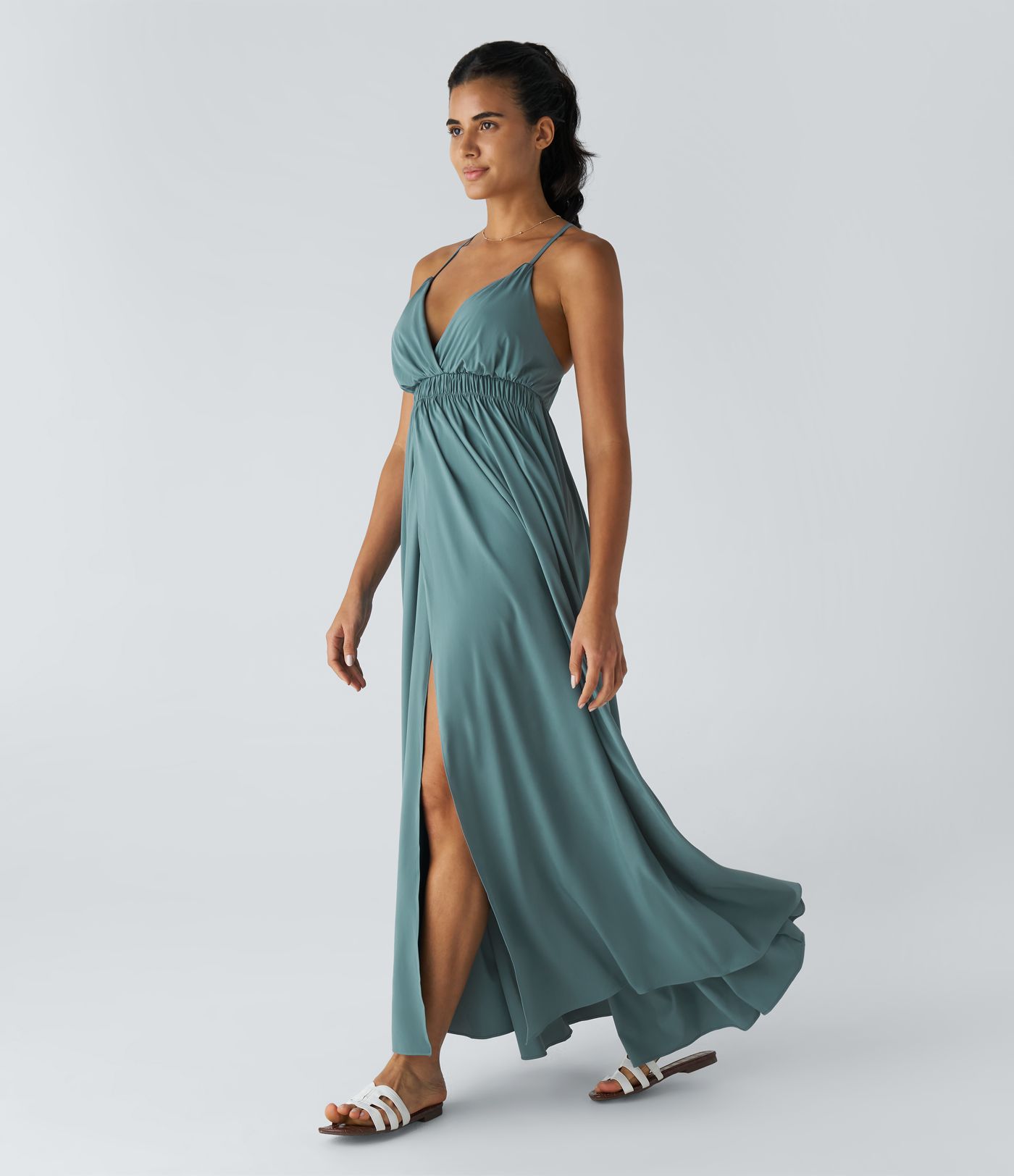 Breezeful™ V Neck Flowy Maxi Quick Dry Casual Slip Dress