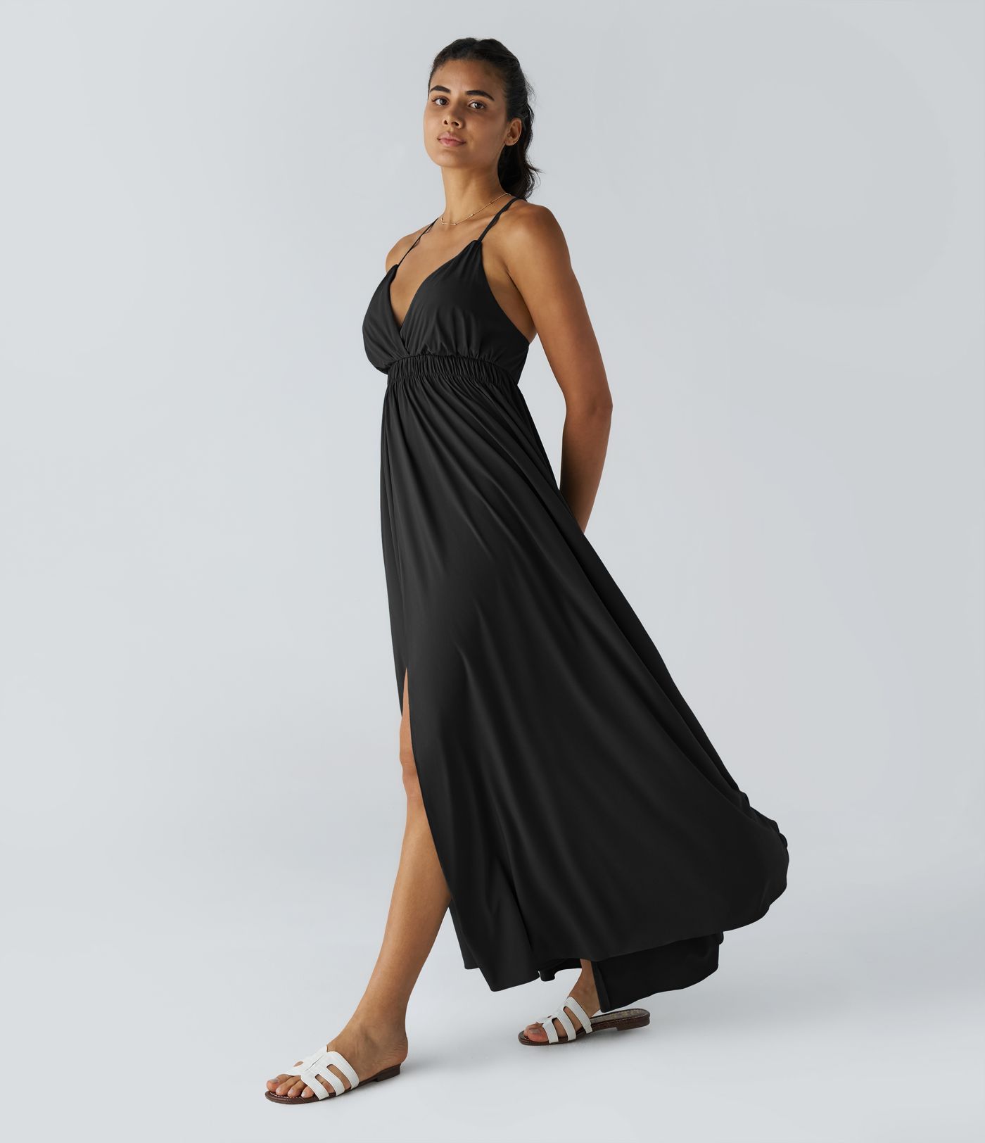 Breezeful™ V-izrez lagana maksi haljina za brzo sušenje za casual nošenje