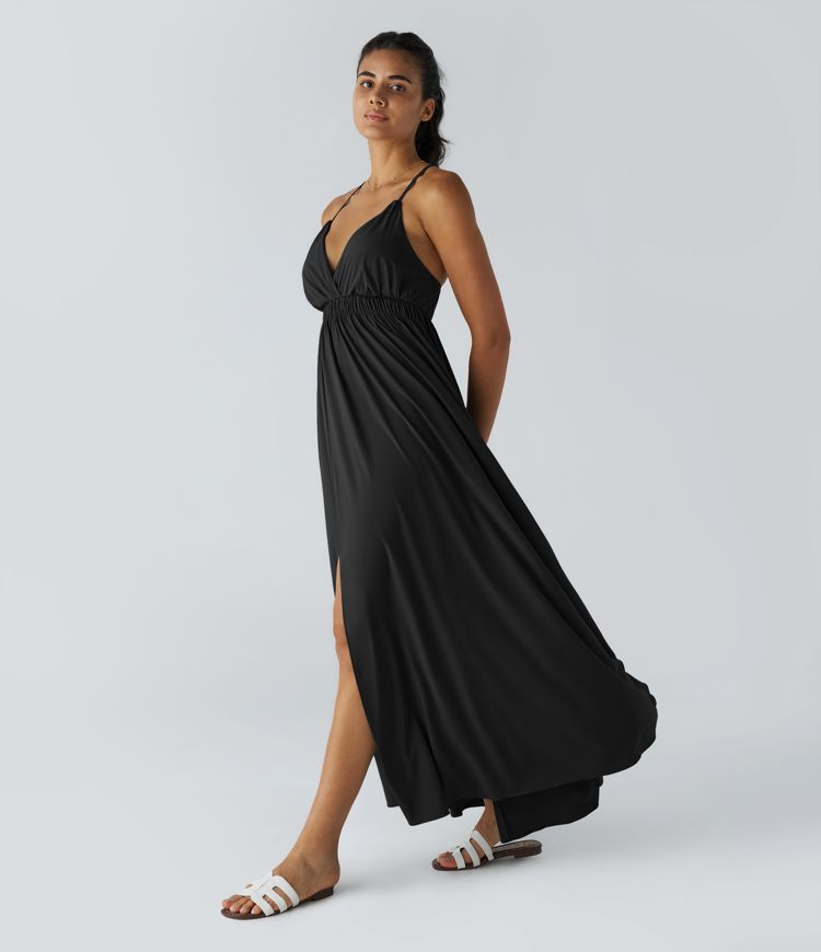 Breezeful™ V-izrez lagana maksi haljina za brzo sušenje za casual nošenje