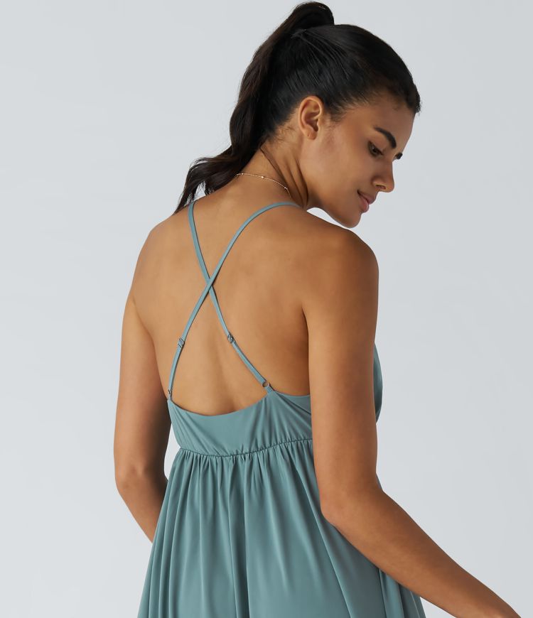 Breezeful™ V Neck Flowy Maxi Quick Dry Casual Slip Dress