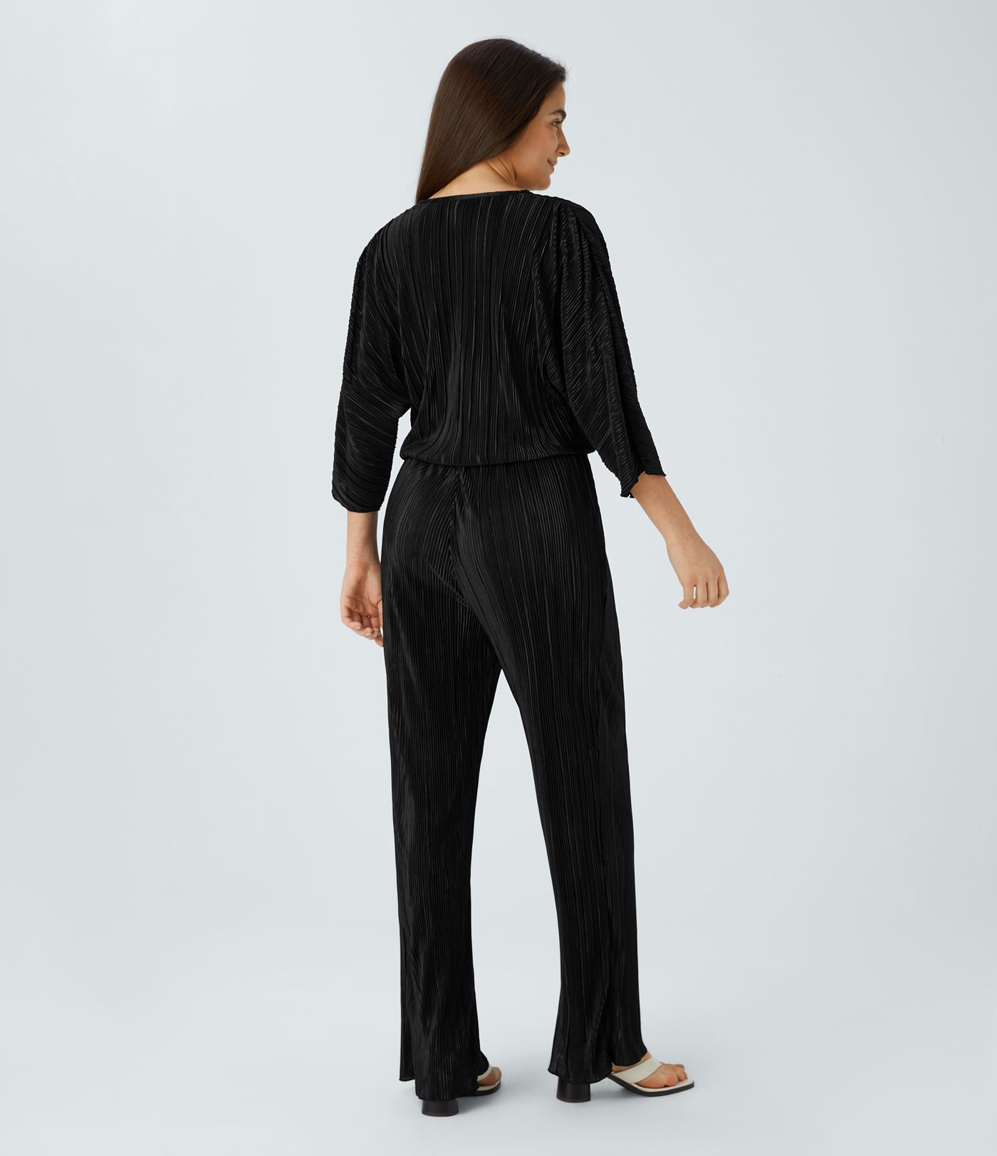V Neck Button Long Sleeve Casual Jumpsuit
