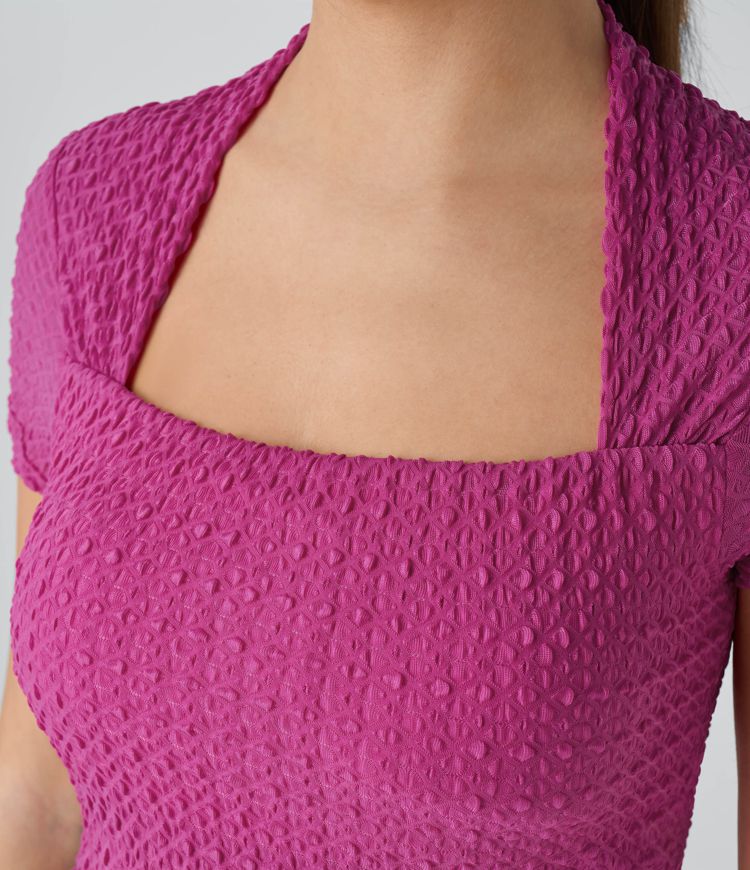 Softlyzero™ Airy Square Neck Short Sleeve Curved Hem Cool Touch Yoga Sport Top - UPF50+