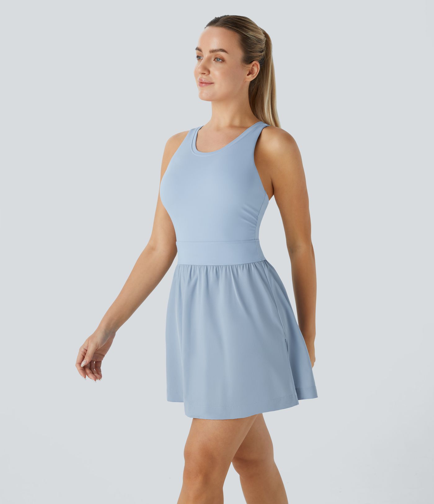 Mini vestido Breezeful™ activo Pilate secado rápido bolsillo lateral 2 en 1 dividido sin espalda