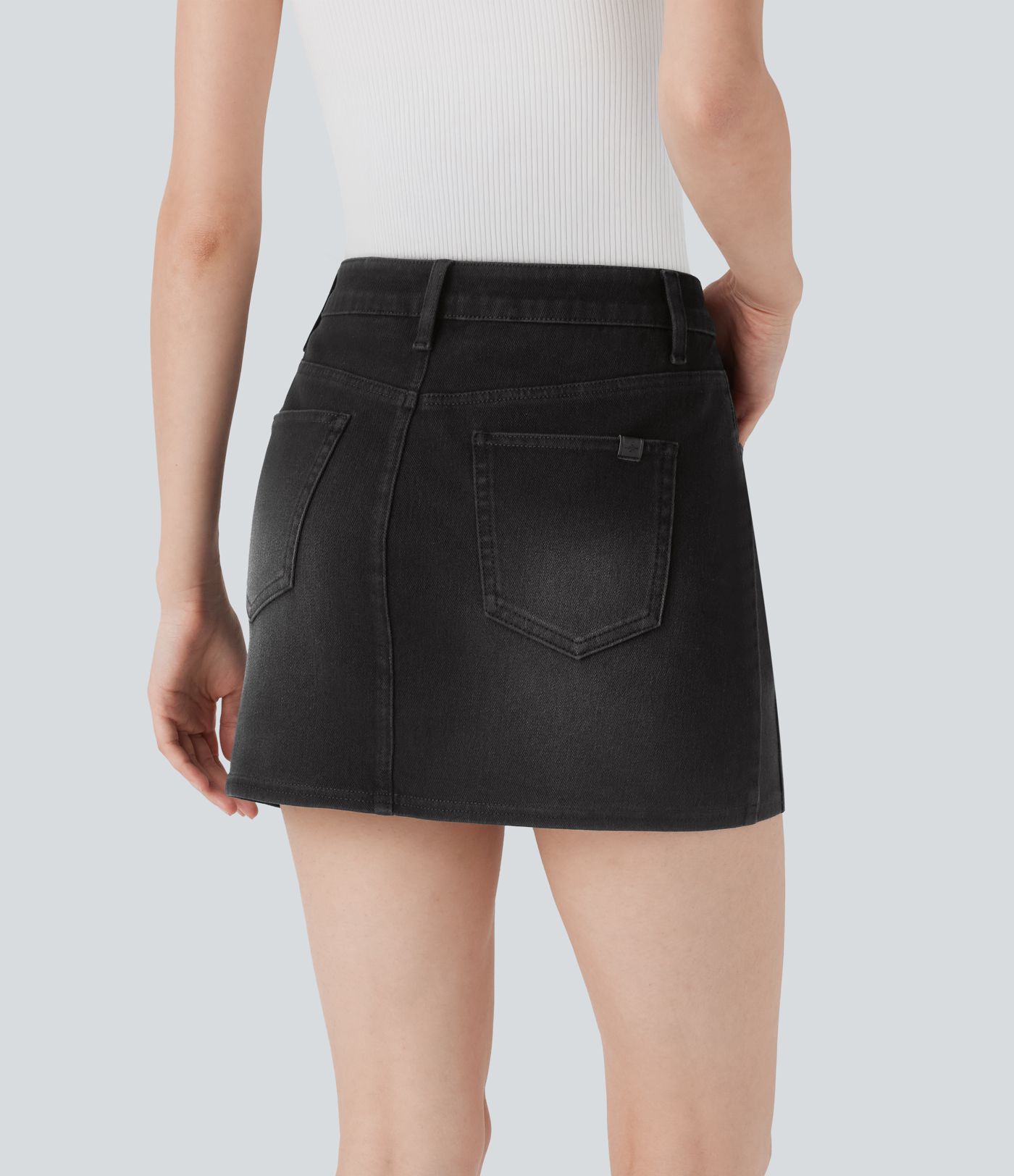 Halara Flex™ Mid Rise Denim Mini Casual Skirt with Pockets