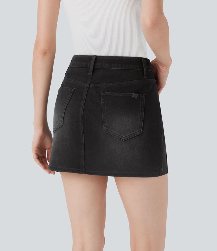 Halara Flex™ Mid Rise Denim Mini Casual Skirt with Pockets