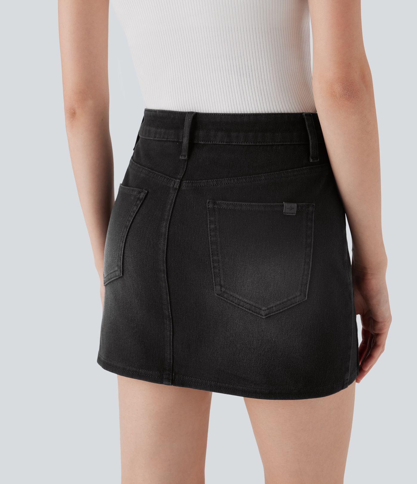 Halara Flex™ Mid Rise Denim Mini Casual Skirt with Pockets