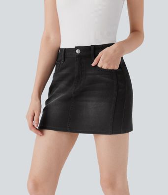 Halara Flex™ Mid Rise Denim Mini Casual Skirt with Pockets