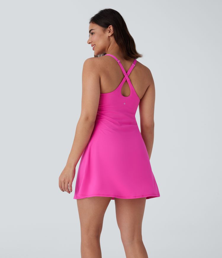 Softlyzero™ Plush Molded Cups Adjustable Strap Backless Dance Active Dress-Easy Peezy Edition-D/DD/DDD/F Cups