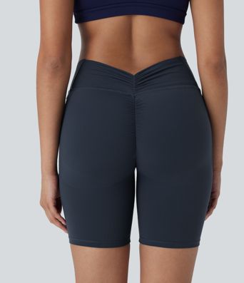 Halara UltraSculpt™ SoCinched Wysoki stan, kontrola uderzeniowa, modelujące pośladki, marszczone szorty do jogi 7'' z kieszeniami