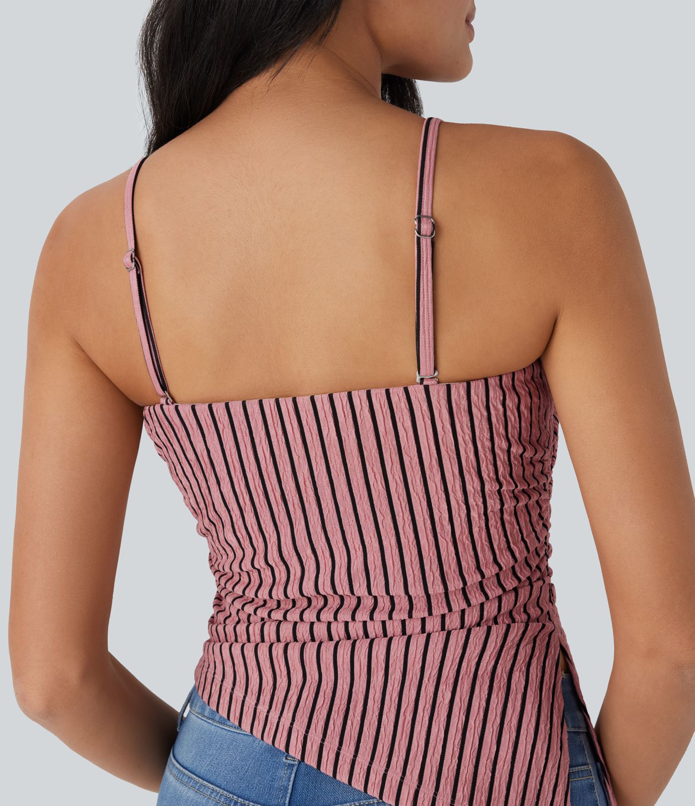 Nuimama petneša, asimetriška apačia, dryžuotas kasdienis topas