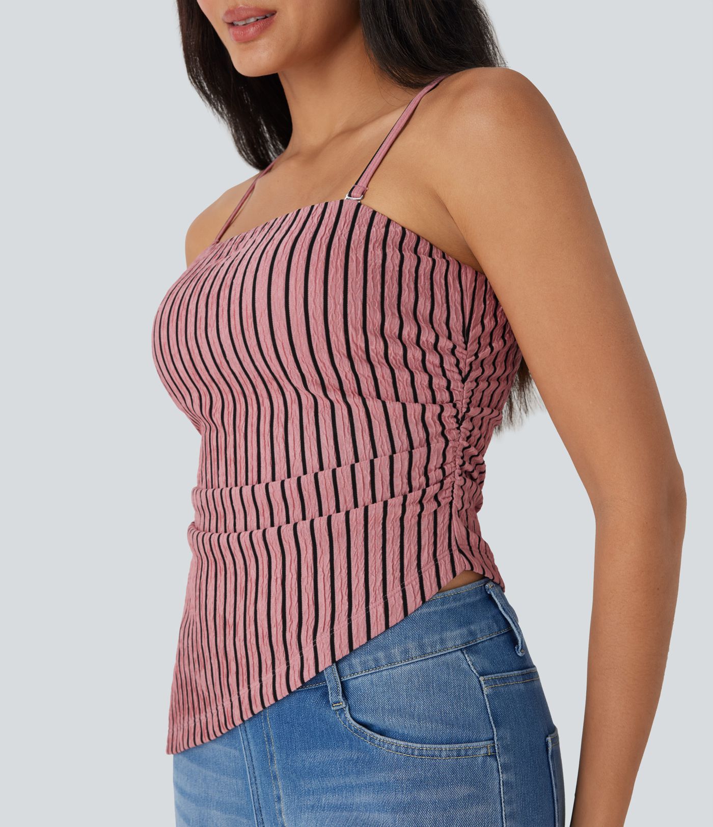 Nuimama petneša, asimetriška apačia, dryžuotas kasdienis topas