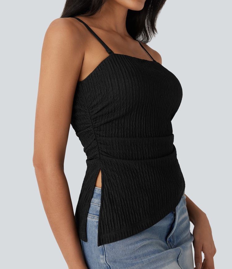 Bretelle amovible, ourlet asymétrique, à rayures, haut décontracté