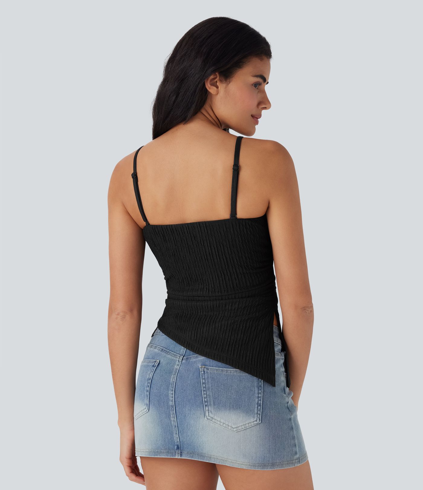 Bretelle amovible, ourlet asymétrique, à rayures, haut décontracté