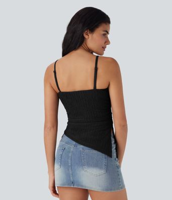 Bretelle amovible, ourlet asymétrique, à rayures, haut décontracté