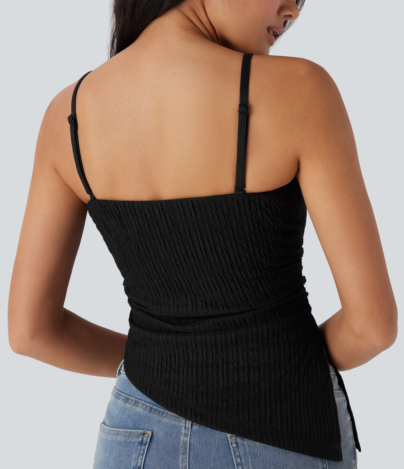 Bretelle amovible, ourlet asymétrique, à rayures, haut décontracté