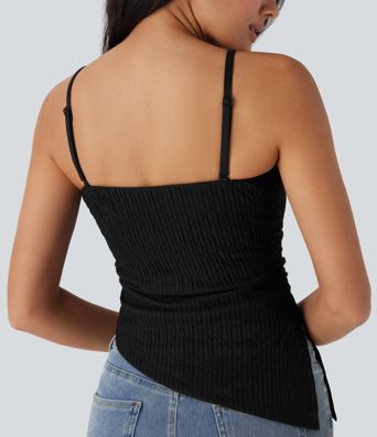 Bretelle amovible, ourlet asymétrique, à rayures, haut décontracté