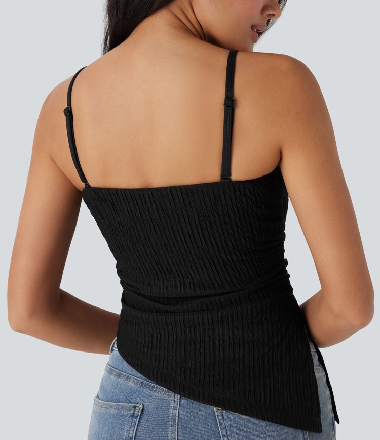 Bretelle amovible, ourlet asymétrique, à rayures, haut décontracté