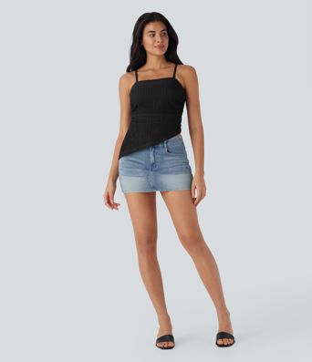 Bretelle amovible, ourlet asymétrique, à rayures, haut décontracté