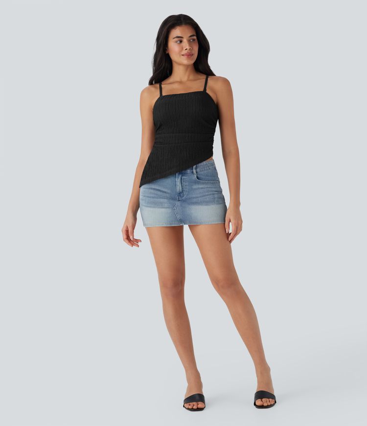 Bretelle amovible, ourlet asymétrique, à rayures, haut décontracté