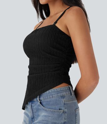 Bretelle amovible, ourlet asymétrique, à rayures, haut décontracté