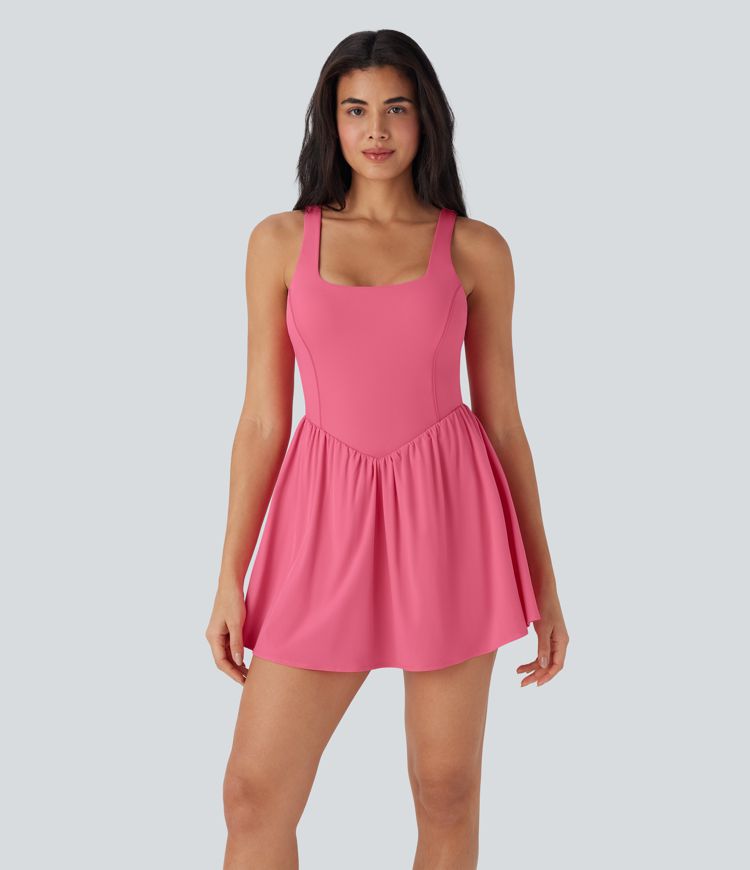 Breezeful™ Backless Tie Back 2-in-1 Quick Dry Mini Dance Active Dress with Side Pocket-Easy Peezy Edition
