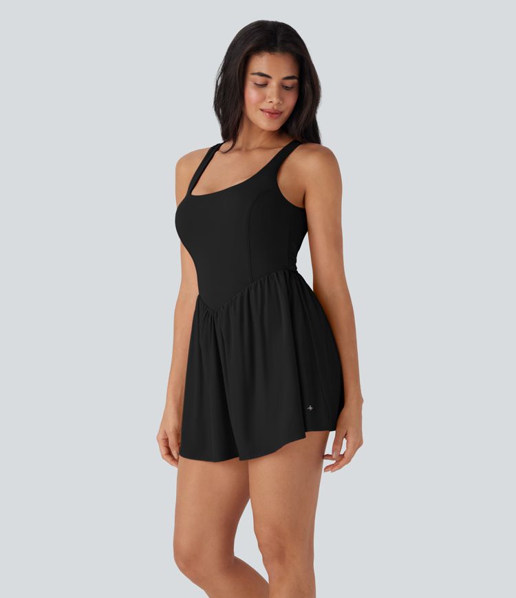 Breezeful™ Backless Tie Back 2-in-1 Quick Dry Mini Dance Active Dress with Side Pocket-Easy Peezy Edition