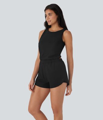 Reflective 2-in-1 Quick Dry Running Playsuit with Pockets-Easy Peezy Edition-UPF50+
