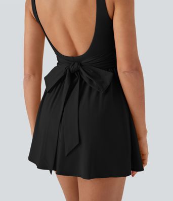 Breezeful™ Tie Back 2-in-1 Quick Dry Mini Dance Active Dress with Pocket-Easy Peezy Edition