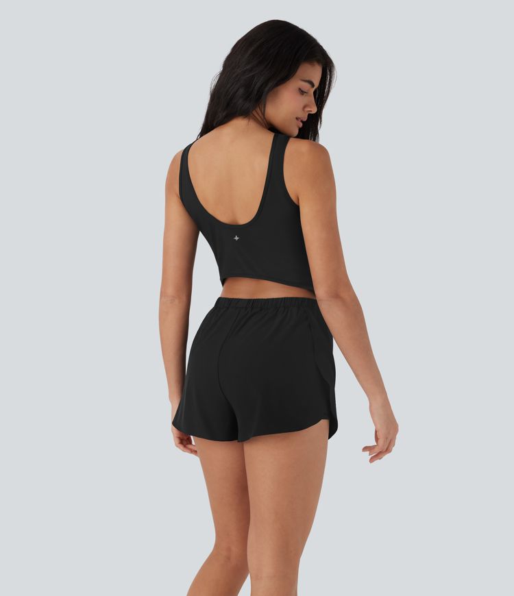 Reflective Backless 2-in-1 Quick Dry Running Romper with Side Pockets-Easy Peezy Edition-UPF50+