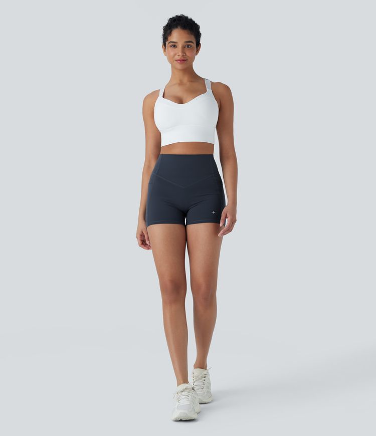 Halara UltraSculpt™ High Waisted Tummy Control Butt Lifting Ruched Shaping Yoga Biker Shorts 3'' with Pockets