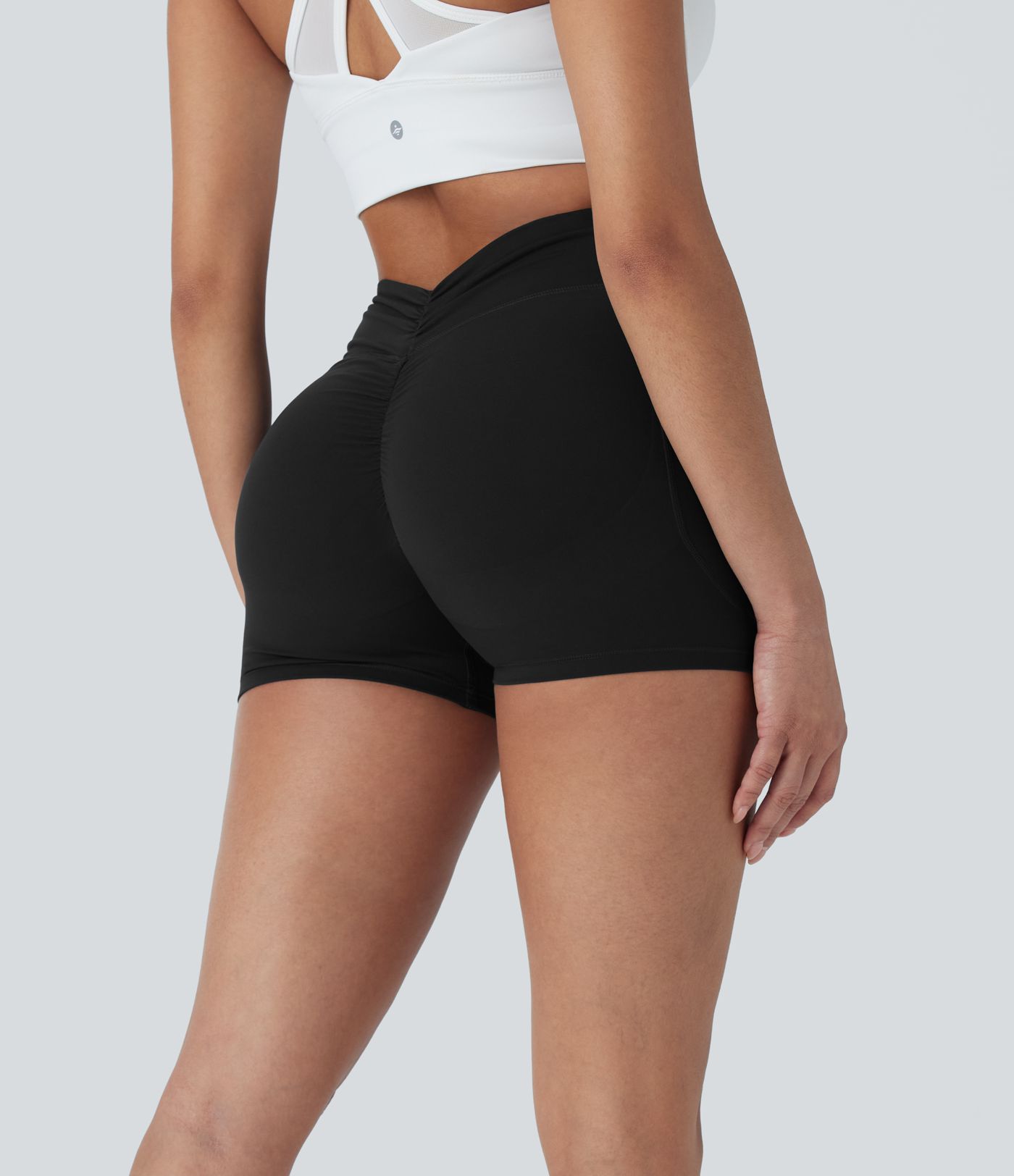 Halara UltraSculpt™ High Waisted Tummy Control Butt Lifting Ruched Shaping Yoga Biker Shorts 3'' with Pockets