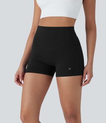 Halara UltraSculpt™ SoCinched High Waist Bauch Kontrolle Po Lifting Geraffte Shaping Yoga Radlerhose 3'' mit Taschen