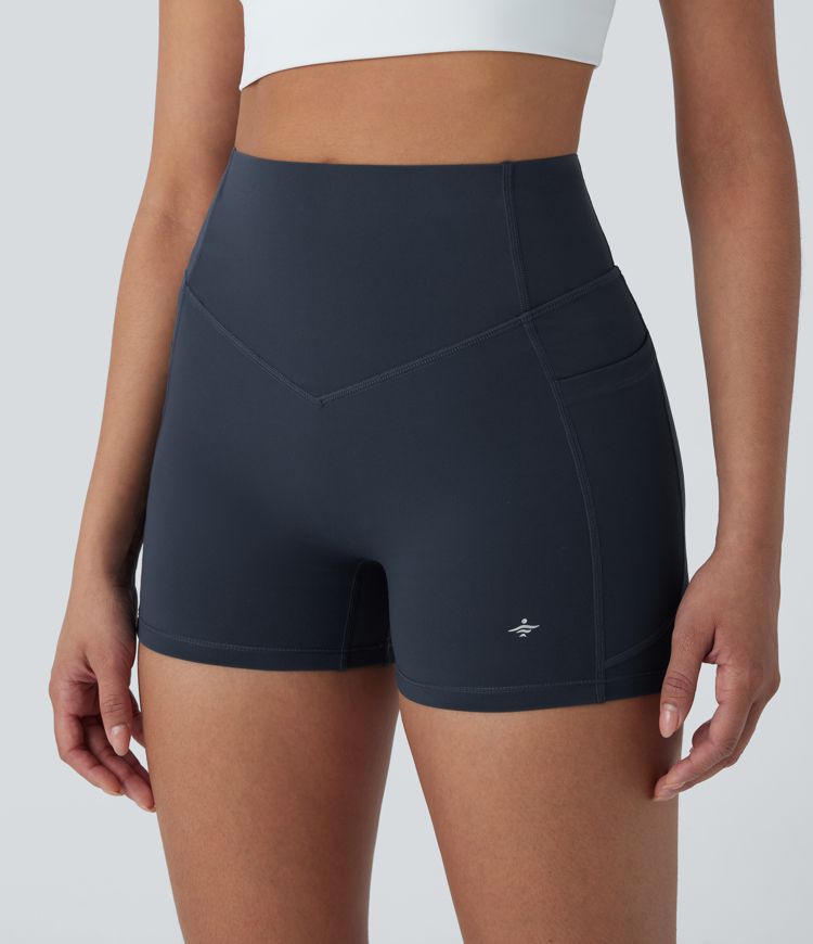 Halara UltraSculpt™ High Waisted Tummy Control Butt Lifting Ruched Shaping Yoga Biker Shorts 3'' with Pockets