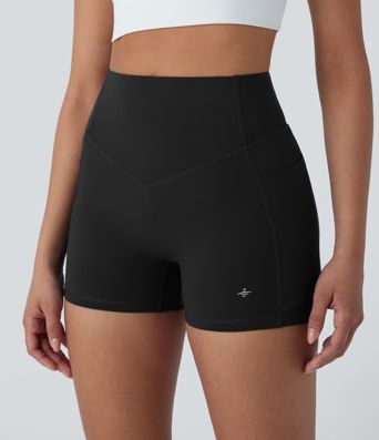 Halara UltraSculpt™ SoCinched High Waist Bauch Kontrolle Po Lifting Geraffte Shaping Yoga Radlerhose 3'' mit Taschen