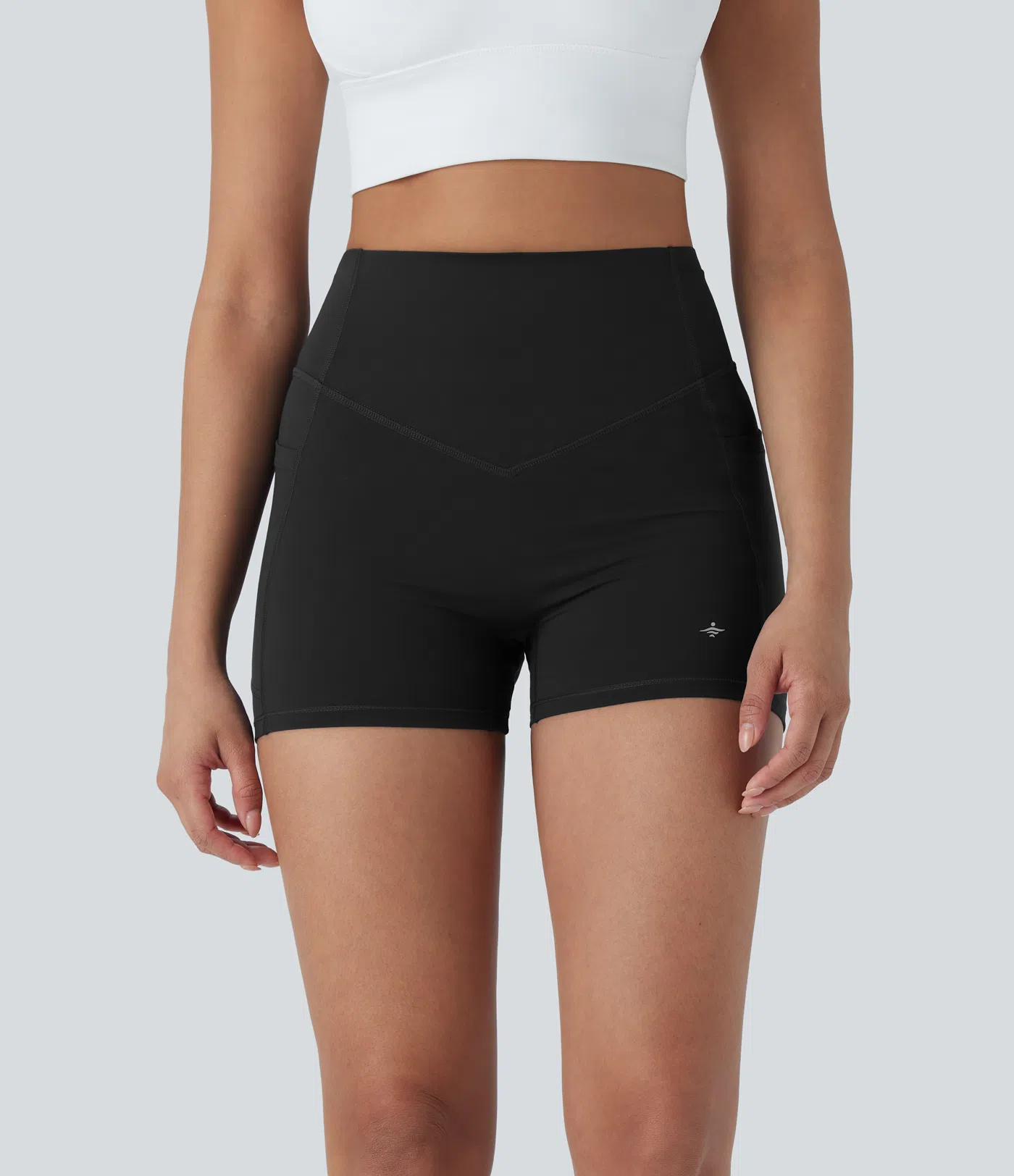 Halara UltraSculpt™ SoCinched High Waisted Tummy Control Butt Lifting Ruched Shaping Yoga Biker Shorts 3'' with Pockets