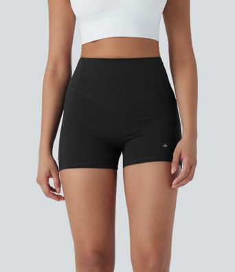 Halara UltraSculpt™ SoCinched High Waist Bauch Kontrolle Po Lifting Geraffte Shaping Yoga Radlerhose 3'' mit Taschen