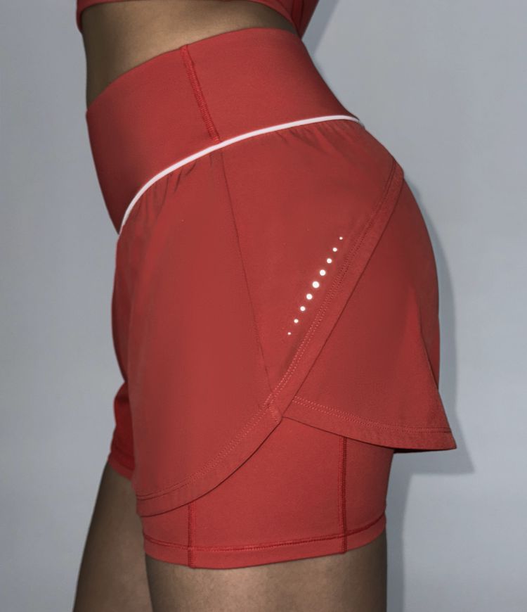 Breezeful™ Reflective Mid Rise Tummy Control 2-in-1 Quick Dry Running Shorts 5'' with Pockets