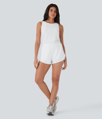 Reflective 2-in-1 Quick Dry Running Romper with Pockets-Easy Peezy Edition-UPF50+