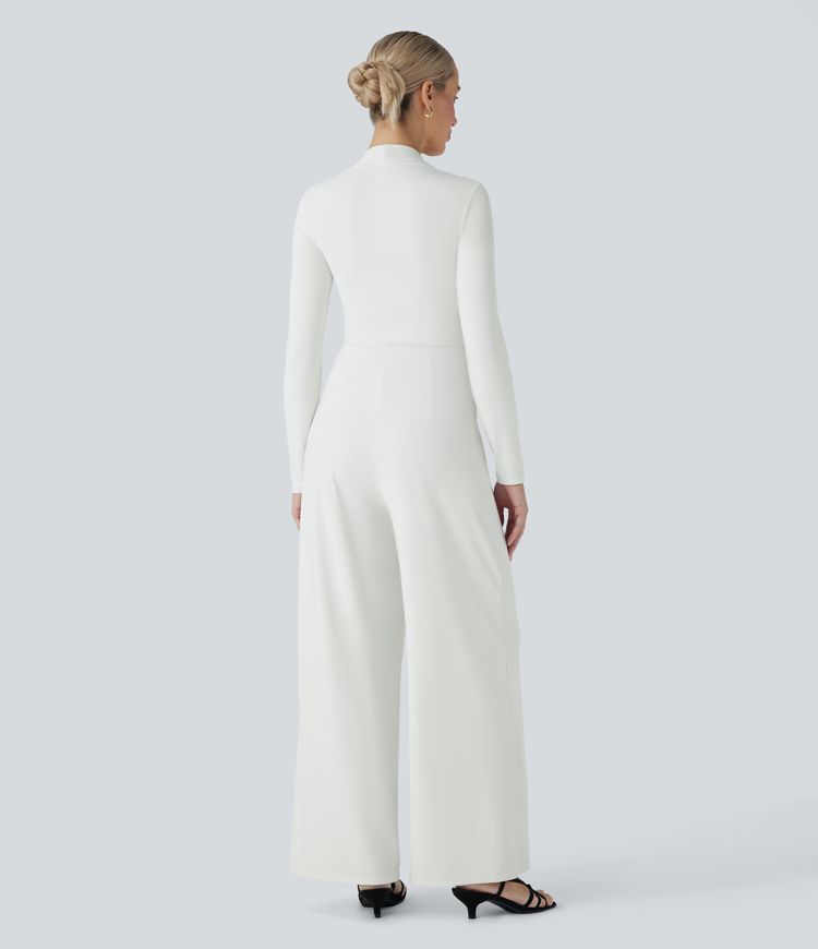 Long Sleeve Wide Leg Jumpsuit-Easy Peezy with Pockets