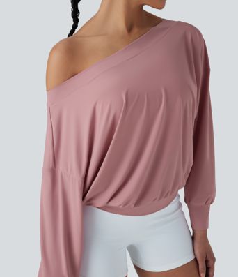 One Shoulder Oversize  Quick Dry Yoga Sports Top