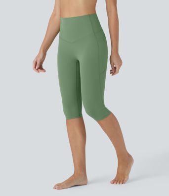 Halara UltraSculpt™ High Waisted Tummy Control Cropped Capri Yoga Leggings with Side Pockets