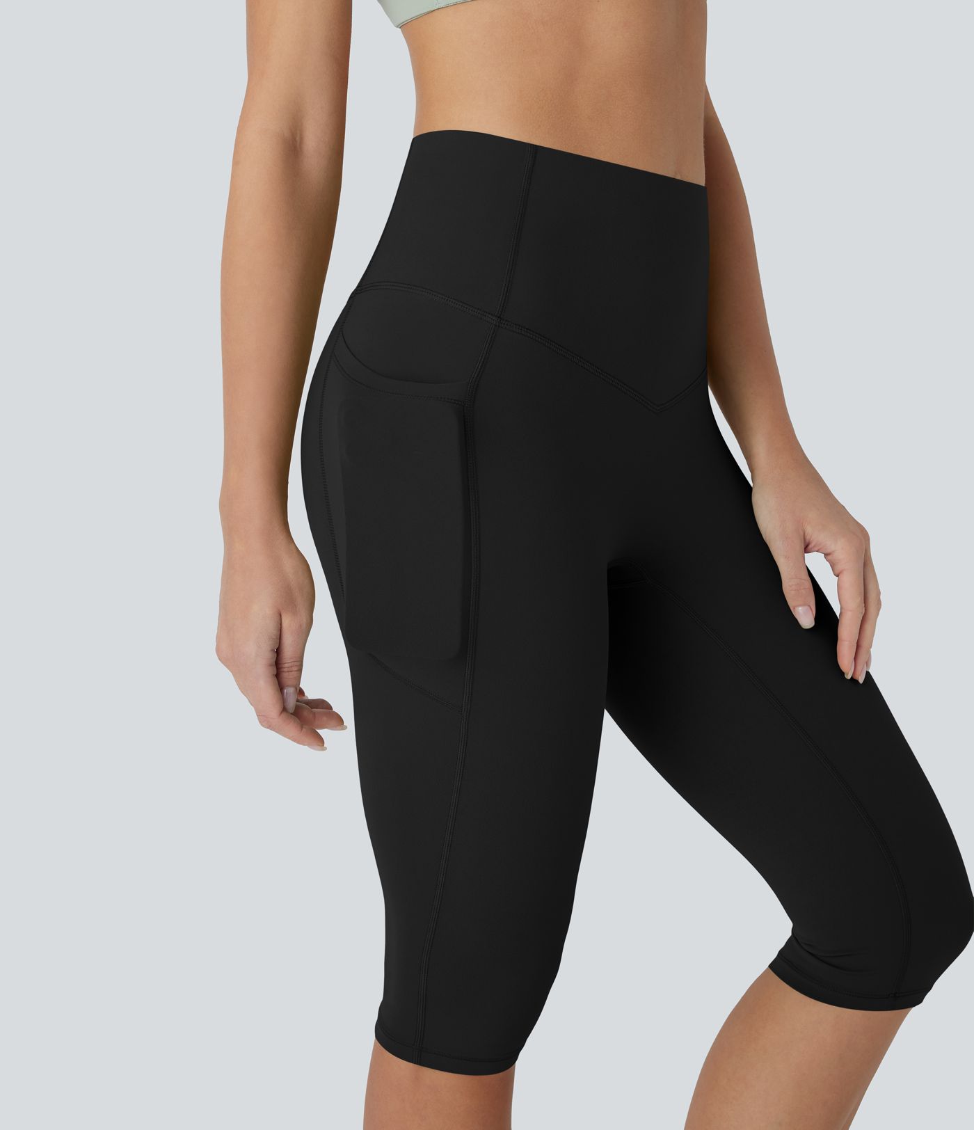 Halara UltraSculpt™ High Waisted Tummy Control Pedal Pusher Tights Women Gym Scrunch Yoga Leggings with Pockets